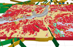 Bild på 3D-modell över Göteborg. Bild på 3D-modell över Göteborg.