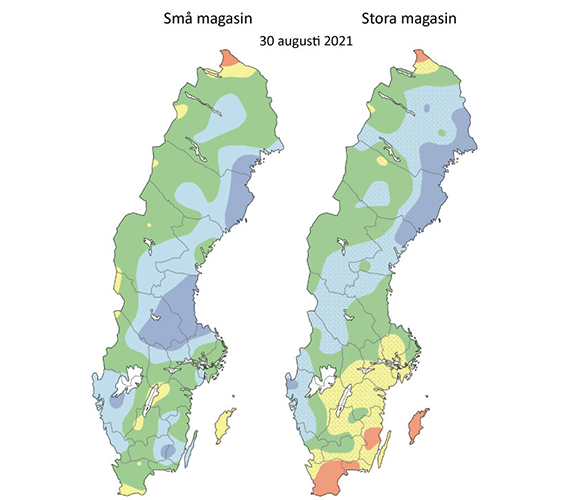 Grundvattennivåer 30 augusti 2021.