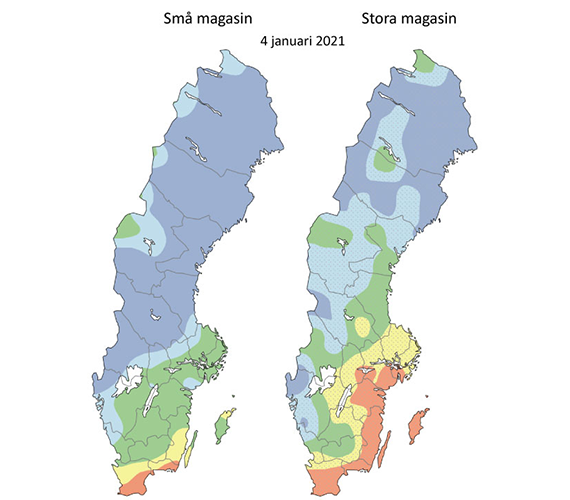 Grundvattennivåer 4 januari 2021.